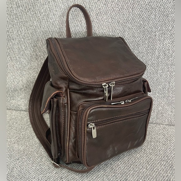 Brown Leather Backpack - Picture 1 of 16